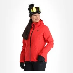 4F, Kudn001 Veste De Ski Femmes Rouge -ColourWear Soldes 4f kudn001 aa jas gevoerd dames rood 224fxxx101v2 BI 04