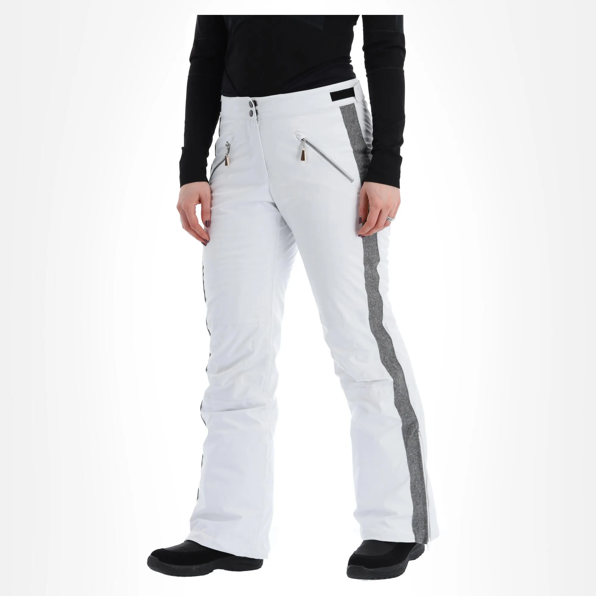 Almgwand, Schusselkopf Pantalon De Ski Femmes Blanc, Gris 3 Almgwand, Schusselkopf Pantalon De Ski Femmes Blanc, Gris