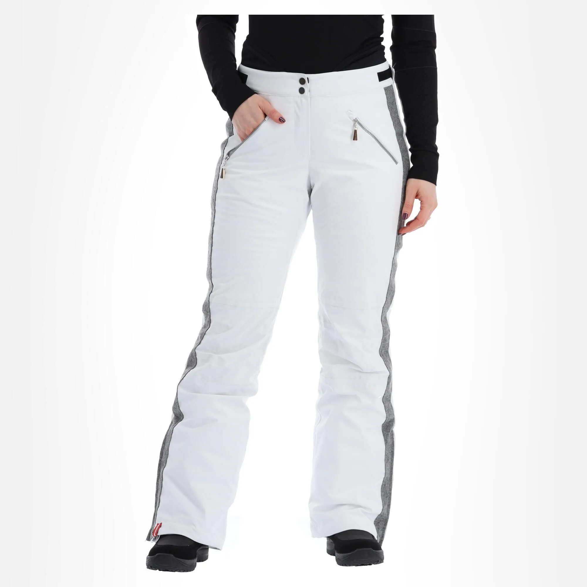 Almgwand, Schusselkopf Pantalon De Ski Femmes Blanc, Gris 5 Almgwand, Schusselkopf Pantalon De Ski Femmes Blanc, Gris – Image 3