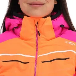 CMP, 31W0216 Veste De Ski Femmes Flamingo Fluo Orange -ColourWear Soldes cmp 31w0216 aa jas gevoerd dames flamingo fluo oranje 22cmpxx125v5 BI 07