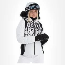 Dare2b, Prestige II Veste De Ski Femmes Monochrome Print Blanc, Noir -ColourWear Soldes dare2b prestige ii aa jas gevoerd dames monochrome print wit 22dare2157v1 BI 04