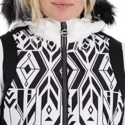 Dare2b, Prestige II Veste De Ski Femmes Monochrome Print Blanc, Noir -ColourWear Soldes dare2b prestige ii aa jas gevoerd dames monochrome print wit 22dare2157v1 BI 09