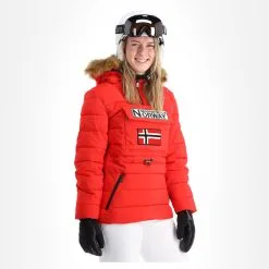 Geographical Norway, Belinda Lady New 001 + Bs Anorak D'hiver Femmes Rouge -ColourWear Soldes geographical norway belinda new 001 bs aa jas gevoerd dames rood AA21geo108e BI 04