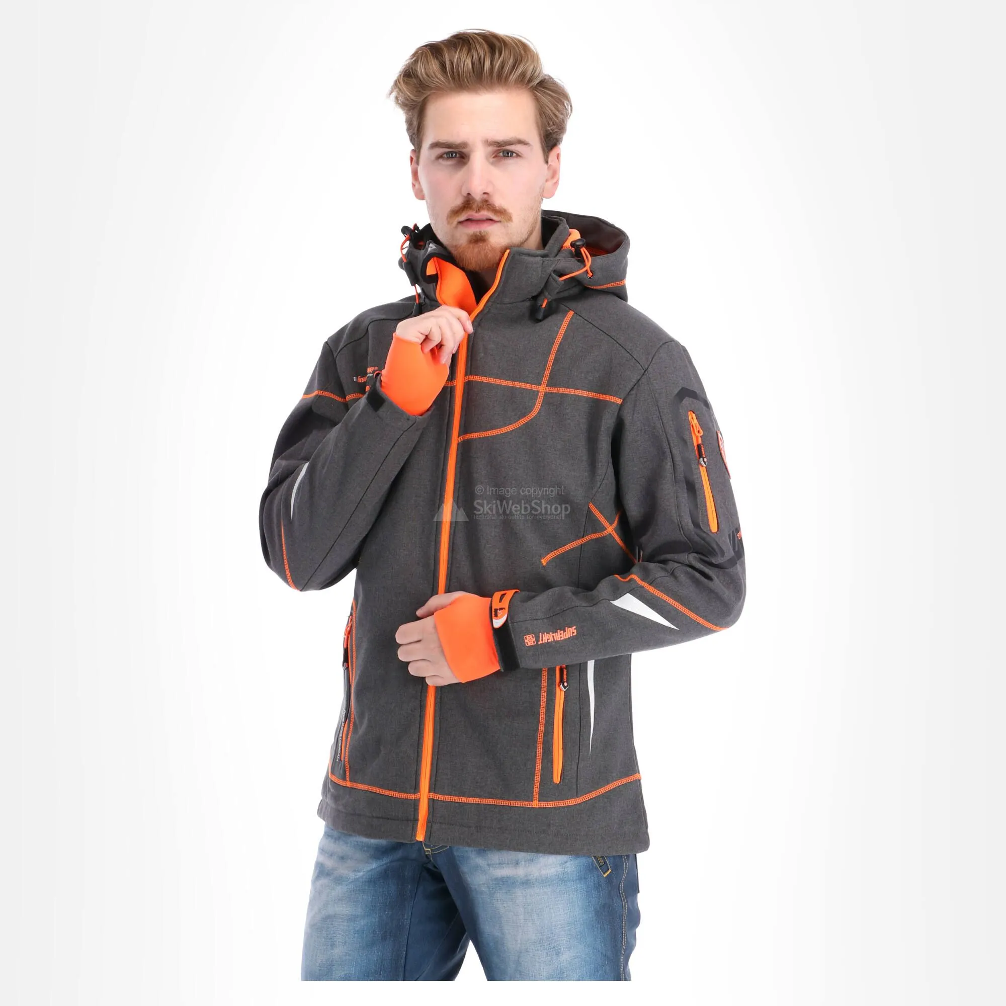 Geographical Norway, Tushiba 007 Veste De Ski Softshell Hommes Dark Gris, Orange 3 Geographical Norway, Tushiba 007 Veste De Ski Softshell Hommes Dark Gris, Orange