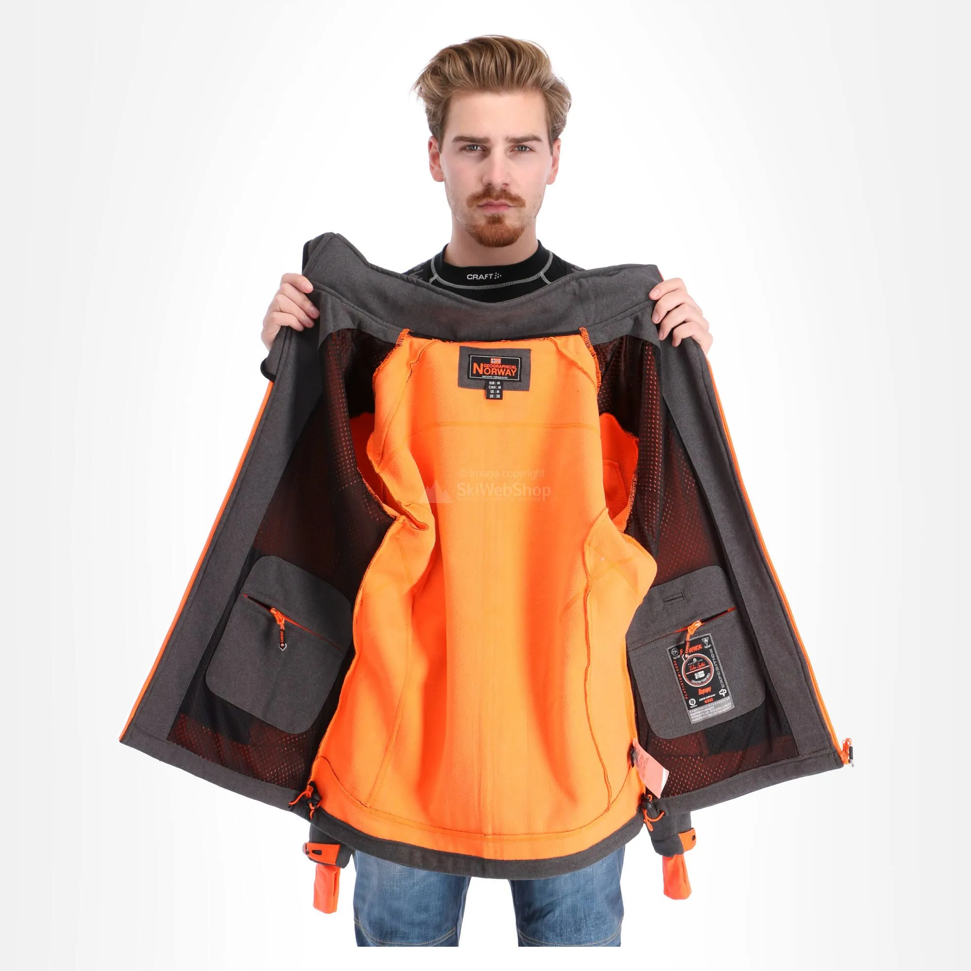 Geographical Norway, Tushiba 007 Veste De Ski Softshell Hommes Dark Gris, Orange 6 Geographical Norway, Tushiba 007 Veste De Ski Softshell Hommes Dark Gris, Orange – Image 4