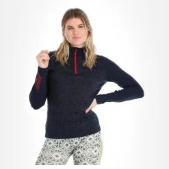 Helly Hansen, Lifa Merino 1/2 Zip Chemise Thermo Femmes Navy Deco Flower Bleu -ColourWear Soldes helly hansen lifa merino 1 2 zip fa thermoshirt dames navy deco 22helly101v1 BI 04