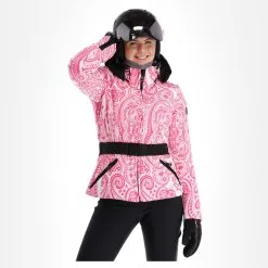 High Society, Elea Veste De Ski Femmes Paisley Print Rose -ColourWear Soldes high society ski jacket aa jas gevoerd dames paisley print roze 22highs106v1 BI 04