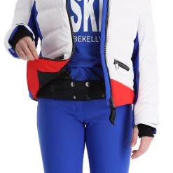 Kelly, Down Jacket Veste De Ski Femmes Ocean Blanc, Bleu -ColourWear Soldes kelly down jacket aa jas gevoerd dames ocean blauw wit 22kelly102v3 BI 09