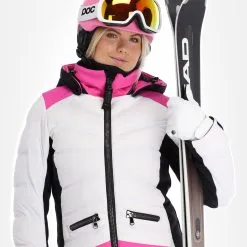Kelly, Down Jacket Veste De Ski Femmes Blanc, Rose -ColourWear Soldes kelly down jacket aa jas gevoerd dames roze wit 22kelly102v2 BI 05