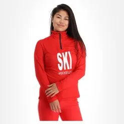 Kelly, Half Zip Midlayer Pull De Ski Femmes Rouge -ColourWear Soldes kelly half zip midlayer ga ski pully dames rood 22kelly106v1 BI 04