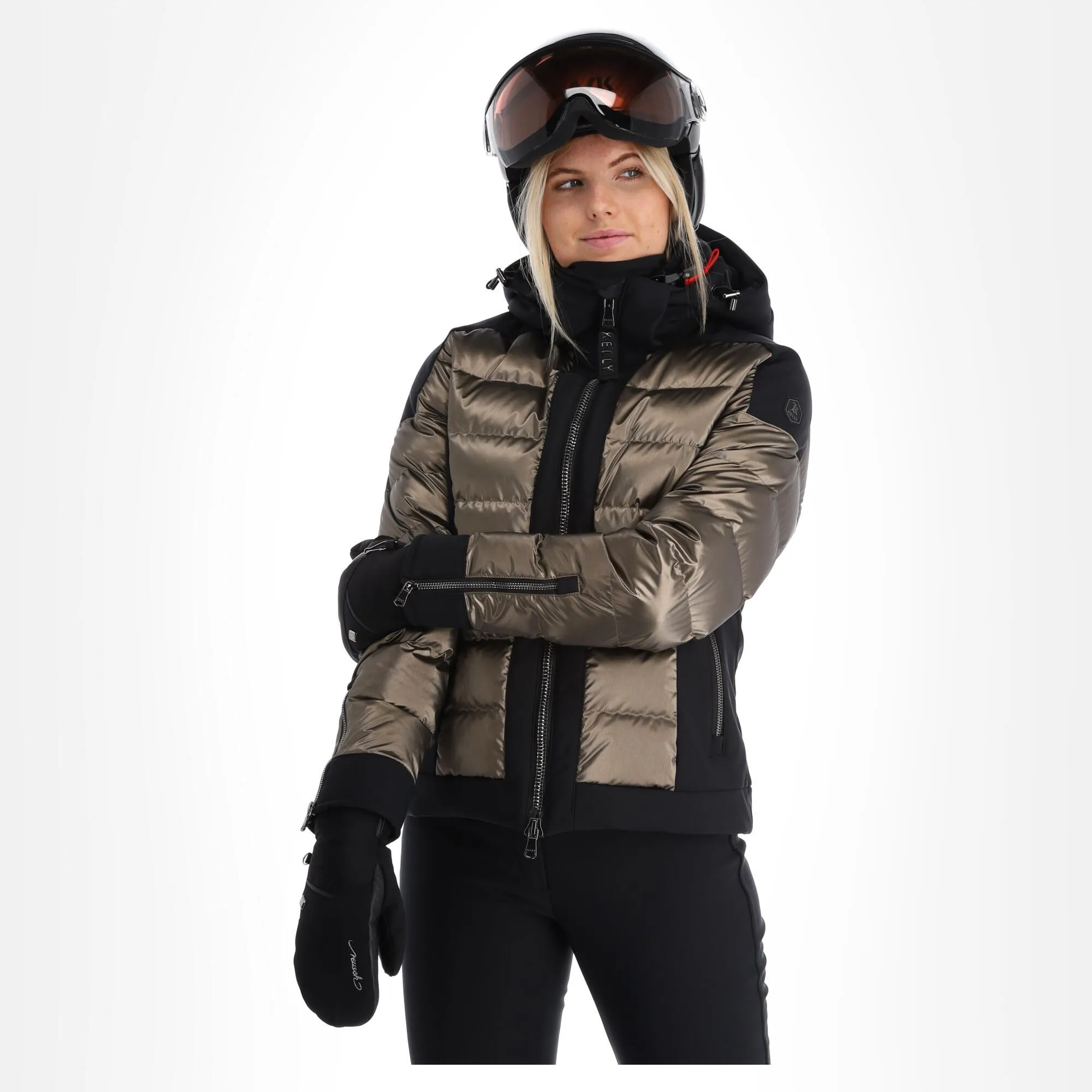 Kelly, Softshell Jacket Veste De Ski Softshell Femmes Noir, Or 5 Kelly, Softshell Jacket Veste De Ski Softshell Femmes Noir, Or – Image 3