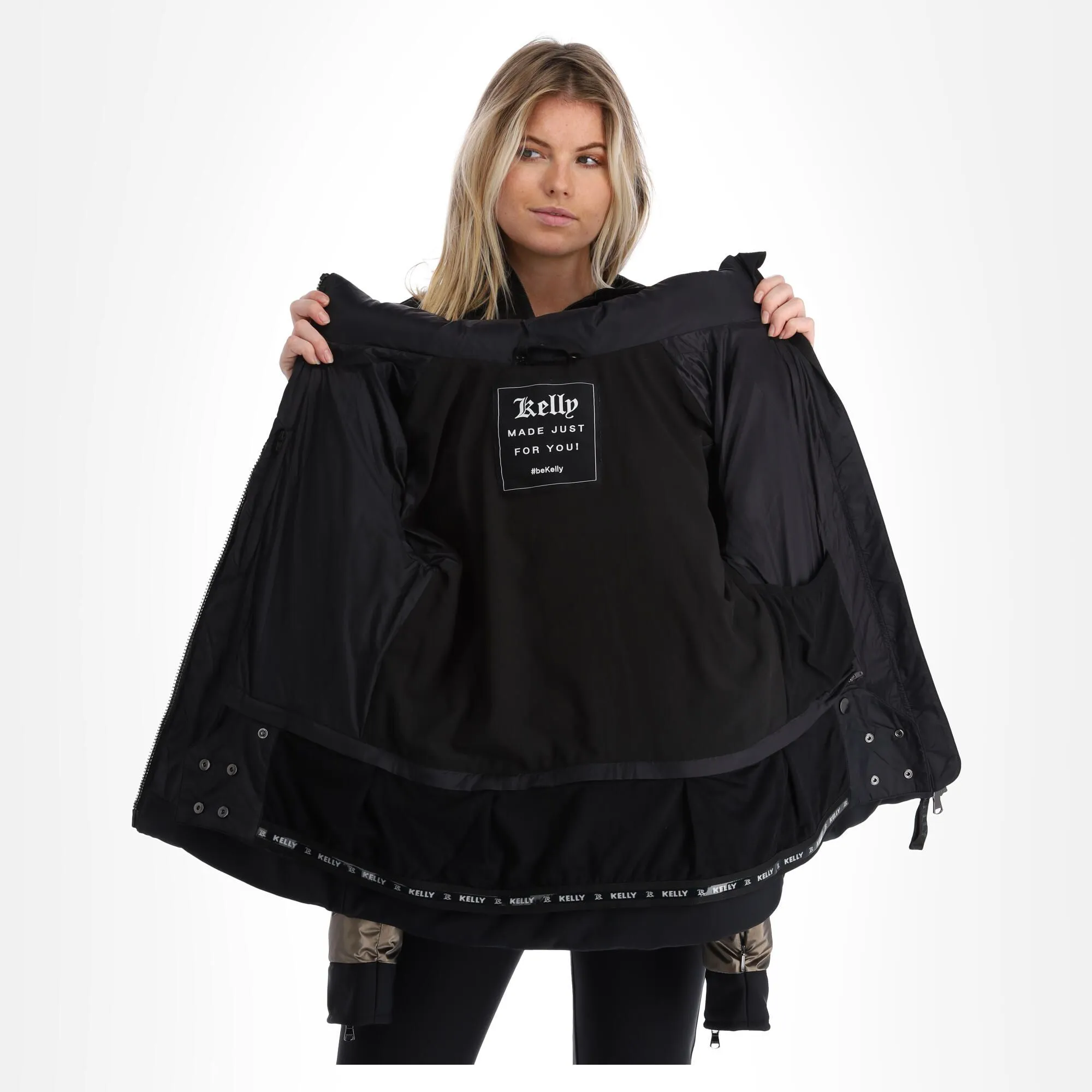 Kelly, Softshell Jacket Veste De Ski Softshell Femmes Noir, Or 7 Kelly, Softshell Jacket Veste De Ski Softshell Femmes Noir, Or – Image 5