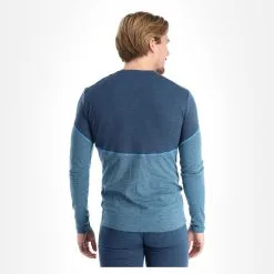 Odlo, Revelstoke Chemise Thermo Hommes Teal Melange, Indigo Bunting Bleu -ColourWear Soldes odlo revelstoke fa thermoshirt heren teal melange indigo bunting 22odlox105v1 BI 03