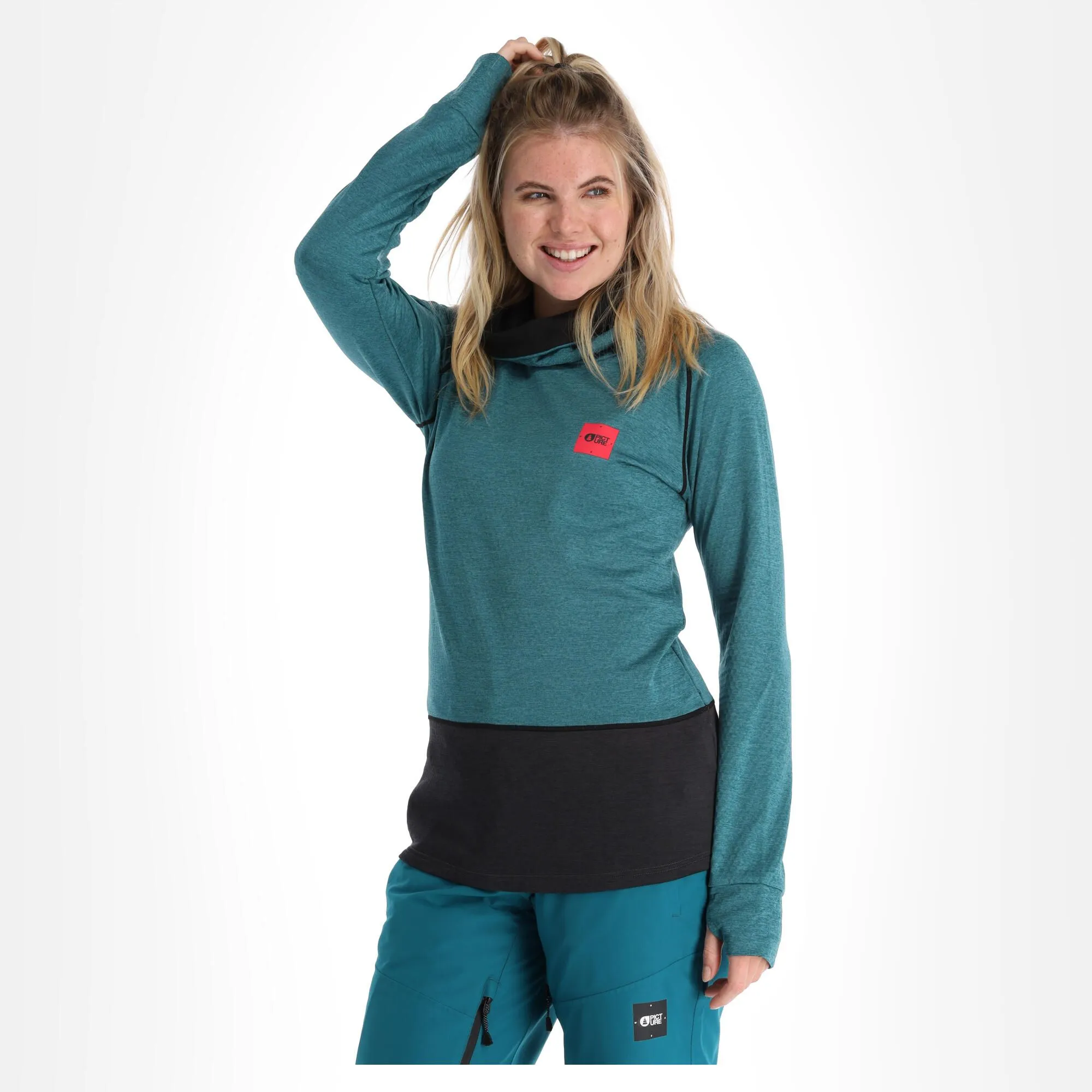 Picture, Blossom Grid Fleece Pull Femmes Dark Sea Bleu 3 Picture, Blossom Grid Fleece Pull Femmes Dark Sea Bleu