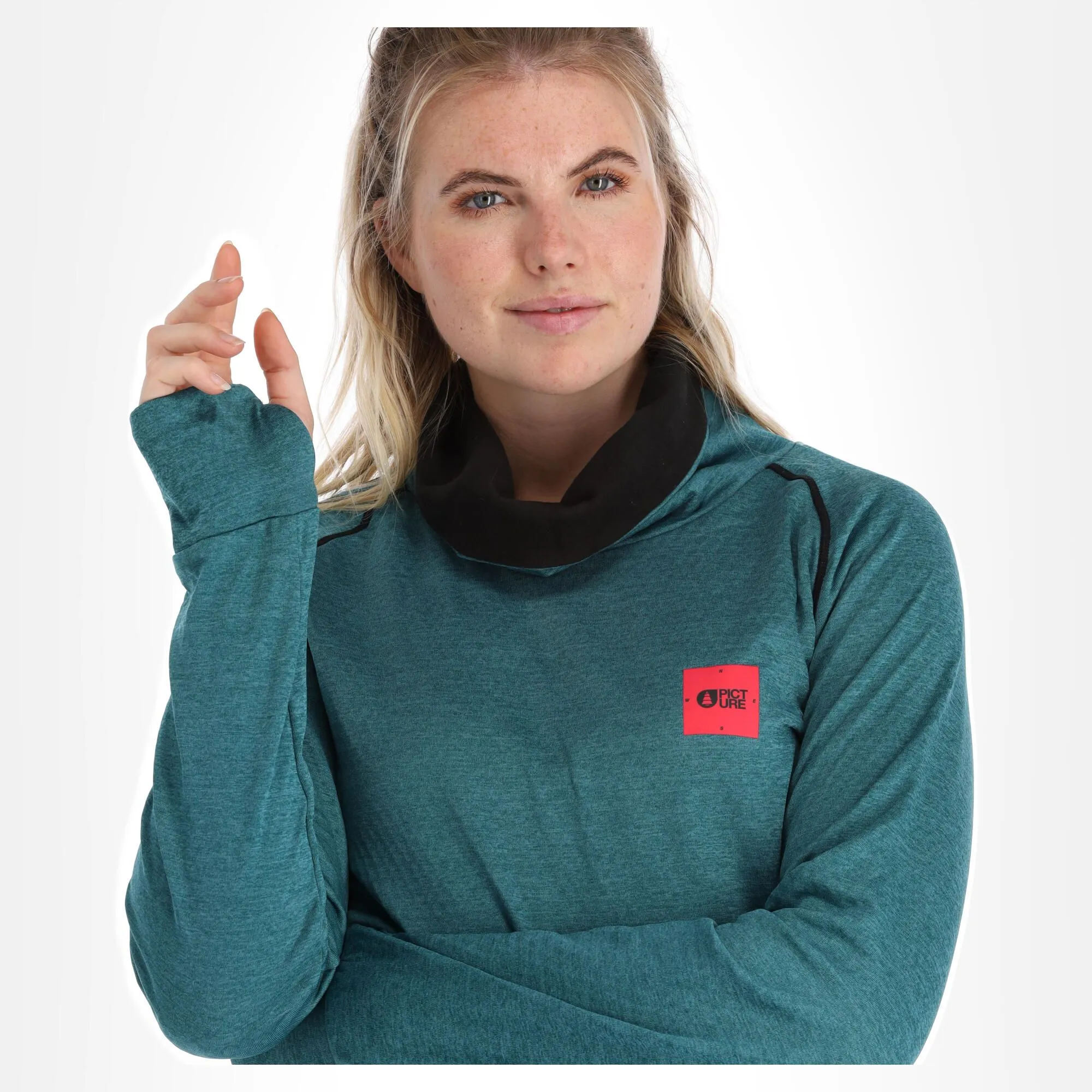 Picture, Blossom Grid Fleece Pull Femmes Dark Sea Bleu 6 Picture, Blossom Grid Fleece Pull Femmes Dark Sea Bleu – Image 4