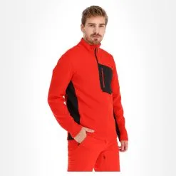 Spyder, Bandit Half Zip Pull Hommes Volcano Rouge -ColourWear Soldes spyder bandit half zip trui heren volcano rood EB10spy041d BI 04