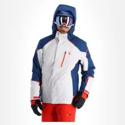 Spyder, Copper Veste De Ski Hommes Glacier Blanc, Bleu -ColourWear Soldes spyder copper aa jas gevoerd heren glacier blauw wit 22spyde136v4 BI 04