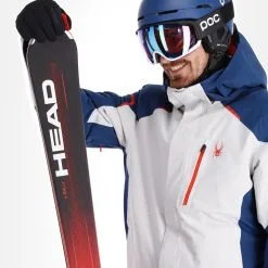 Spyder, Copper Veste De Ski Hommes Glacier Blanc, Bleu -ColourWear Soldes spyder copper aa jas gevoerd heren glacier blauw wit 22spyde136v4 BI 06
