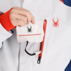 Spyder, Copper Veste De Ski Hommes Glacier Blanc, Bleu -ColourWear Soldes spyder copper aa jas gevoerd heren glacier blauw wit 22spyde136v4 BI 09