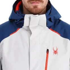 Spyder, Copper Veste De Ski Hommes Glacier Blanc, Bleu -ColourWear Soldes spyder copper aa jas gevoerd heren glacier blauw wit 22spyde136v4 BI 10