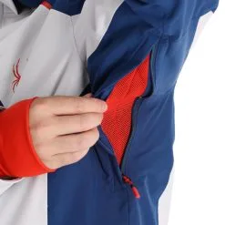 Spyder, Copper Veste De Ski Hommes Glacier Blanc, Bleu -ColourWear Soldes spyder copper aa jas gevoerd heren glacier blauw wit 22spyde136v4 BI 11