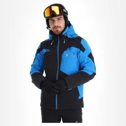 Spyder, Leader Veste De Ski Hommes Bleu, Noir -ColourWear Soldes spyder leader aa jas gevoerd heren blauw zwart 22spyde133v2 BI 04
