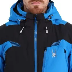 Spyder, Leader Veste De Ski Hommes Bleu, Noir -ColourWear Soldes spyder leader aa jas gevoerd heren blauw zwart 22spyde133v2 BI 09