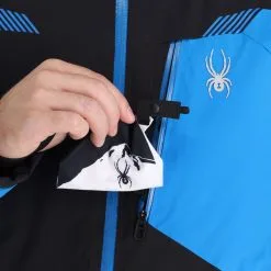 Spyder, Leader Veste De Ski Hommes Bleu, Noir -ColourWear Soldes spyder leader aa jas gevoerd heren blauw zwart 22spyde133v2 BI 11