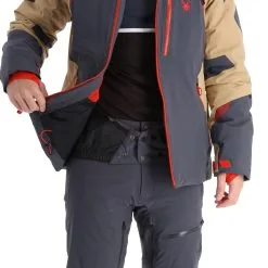 Spyder, Leader Veste De Ski Hommes Ebony Gris -ColourWear Soldes spyder leader aa jas gevoerd heren ebony grijs 22spyde133v4 BI 09