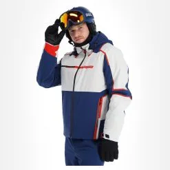 Spyder, Titan Veste De Ski Hommes Glacier Blanc, Bleu -ColourWear Soldes spyder titan aa jas gevoerd heren glacier blauw wit 22spyde134v2 BI 04