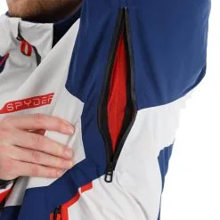 Spyder, Titan Veste De Ski Hommes Glacier Blanc, Bleu -ColourWear Soldes spyder titan aa jas gevoerd heren glacier blauw wit 22spyde134v2 BI 08