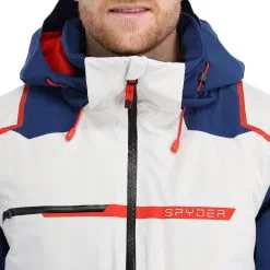 Spyder, Titan Veste De Ski Hommes Glacier Blanc, Bleu -ColourWear Soldes spyder titan aa jas gevoerd heren glacier blauw wit 22spyde134v2 BI 11