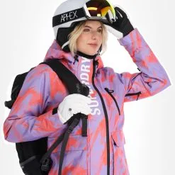 Superdry, Rescue Jacket Veste De Ski Femmes Brush Camo Lilac Rose -ColourWear Soldes superdry rescue jacket aa jas gevoerd dames brush camo lilac roze 22super111v1 BI 05