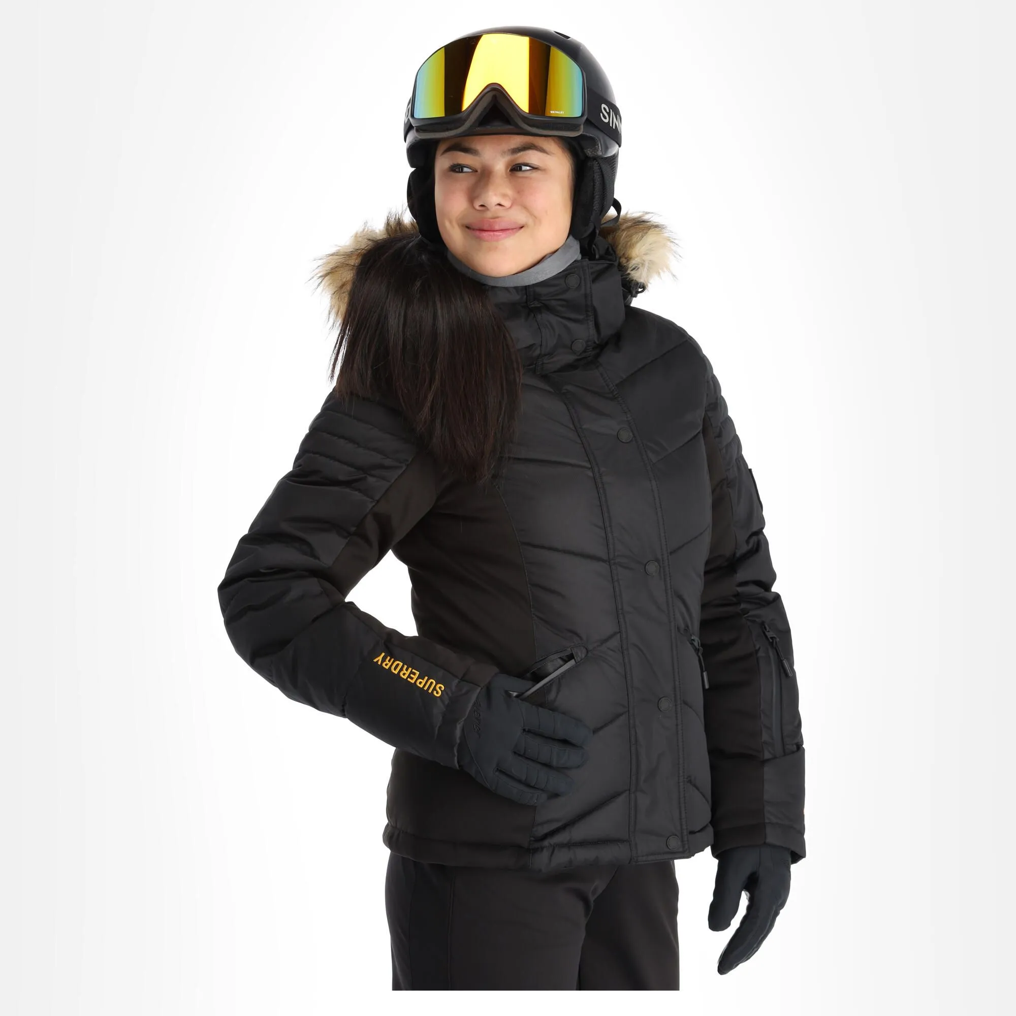 Superdry, Snow Luxe Puffer Veste De Ski Femmes Noir 3 Superdry, Snow Luxe Puffer Veste De Ski Femmes Noir